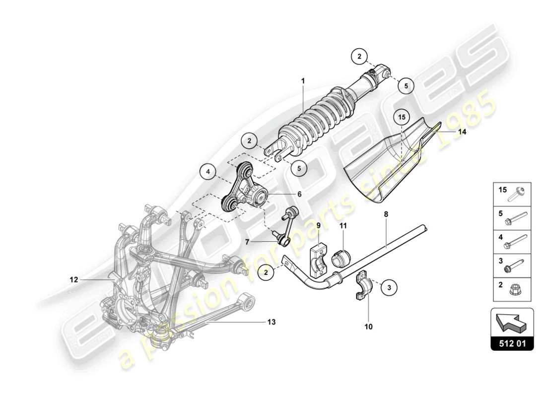 lamborghini lp750-4 sv roadster (2016) amortisseurs arrière schéma des pièces
