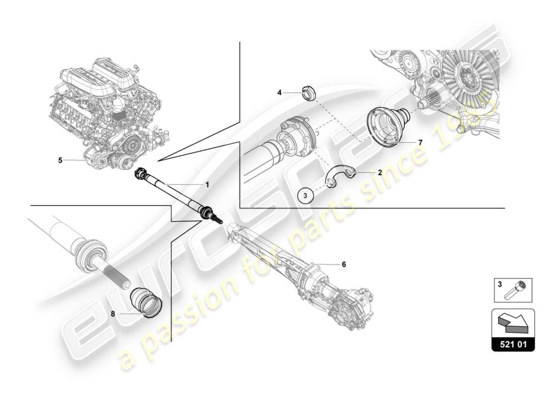 lamborghini 2019 (performante spyder) arbre d'entraînement schéma des pièces