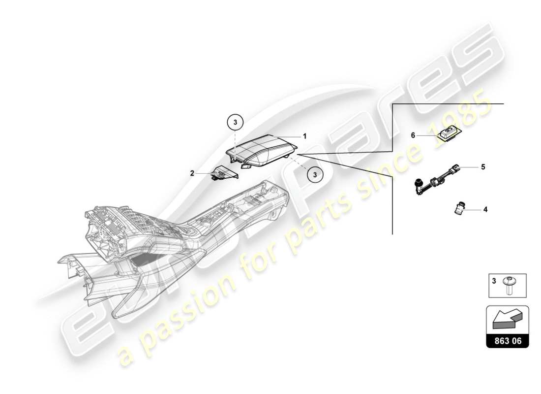 lamborghini lp580-2 spyder (2017) compartiment de rangement schéma des pièces