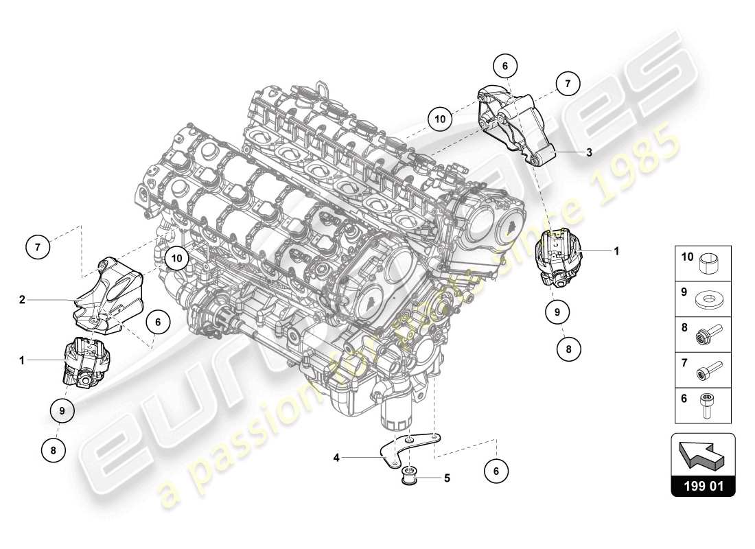 lamborghini lp720-4 coupe 50 (2014) pièces de sécurisation pour moteur schéma des pièces
