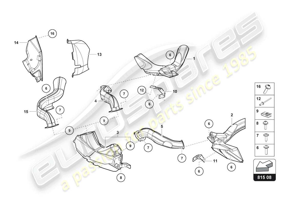 lamborghini lp740-4 s roadster (2020) carton de conduit d'air schéma des pièces
