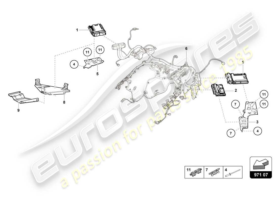 lamborghini lp610-4 coupe (2019) unité de commande du moteur schéma des pièces