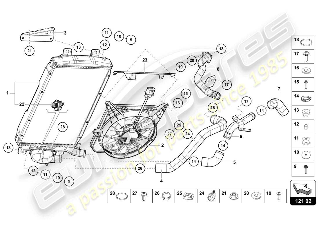 lamborghini 2014 (lp720-4 coupe 50) refroidisseur pour liquide de refroidissement schéma des pièces