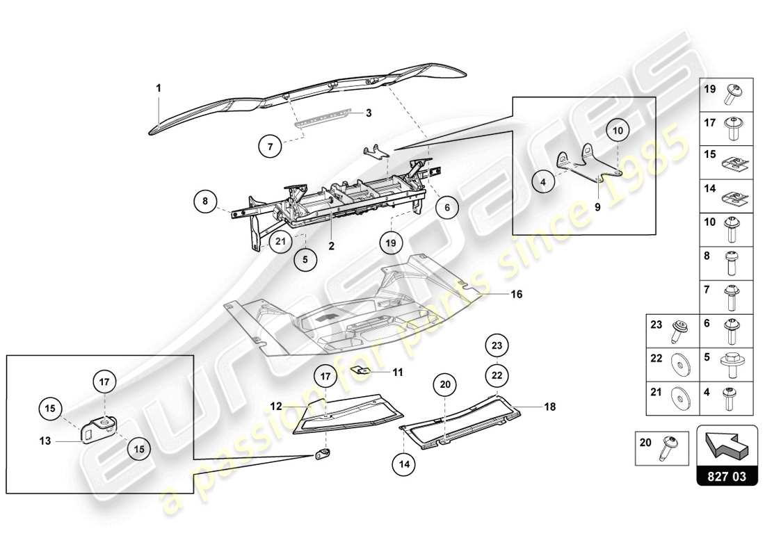 lamborghini 2014 (lp720-4 coupe 50) spoiler arrière schéma des pièces