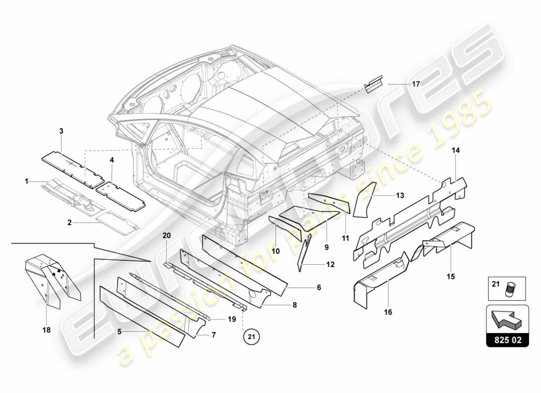 lamborghini 2012 (lp700-4 coupe)) amortisseur pour tunnel schéma des pièces