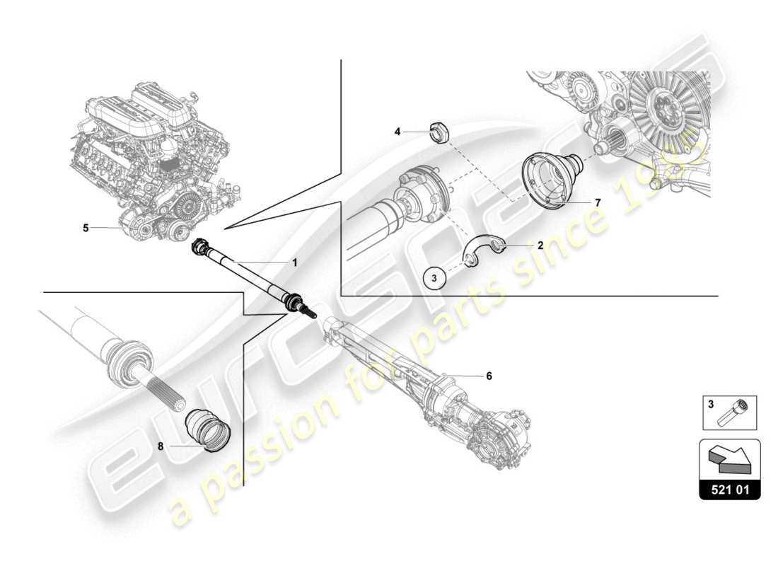 lamborghini 2020 (evo coupe) arbre d'entraînement schéma des pièces