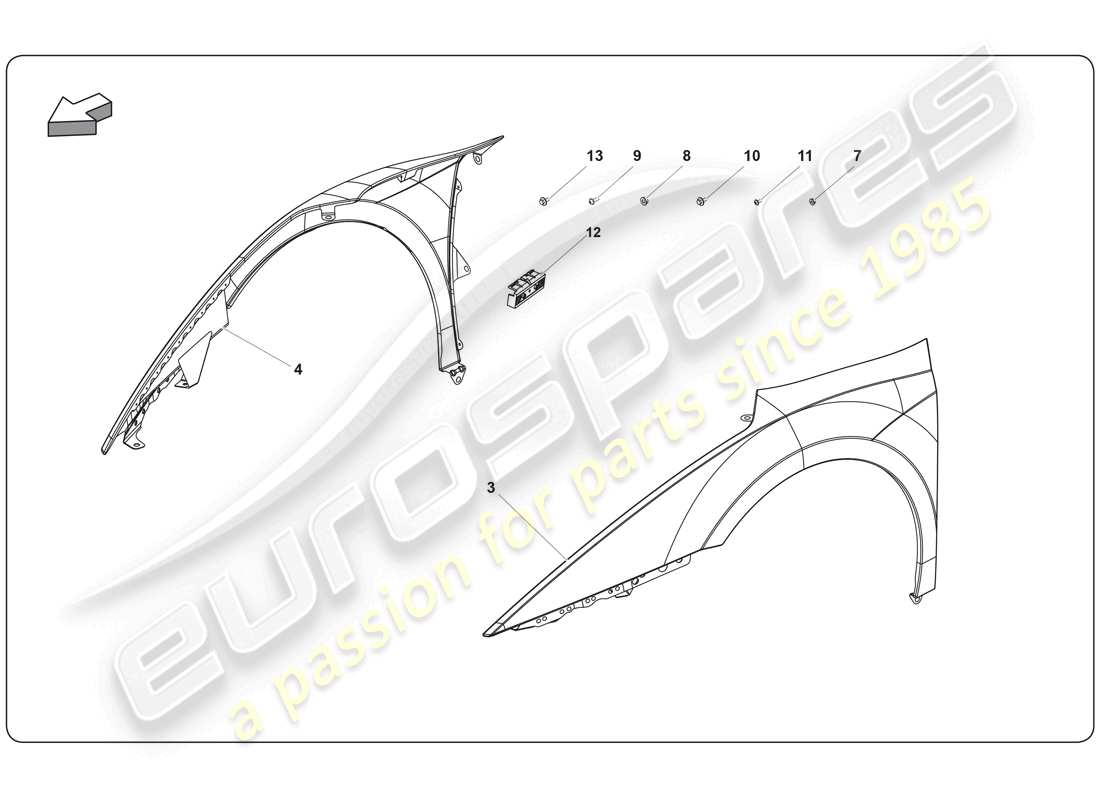 lamborghini super trofeo (2009-2014) aile schéma des pièces
