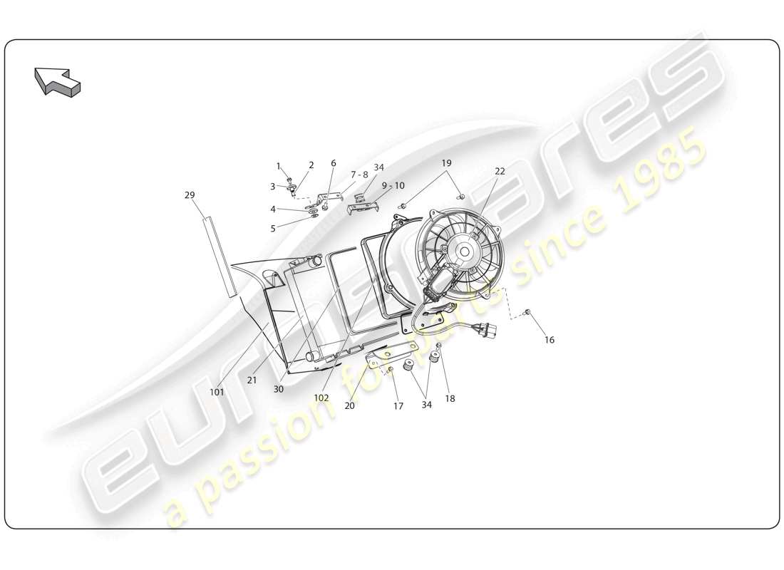 lamborghini super trofeo (2009-2014) refroidissement par eau schéma des pièces