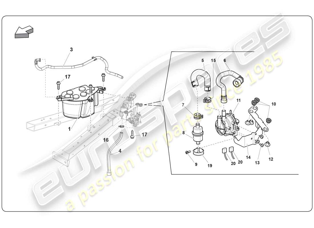 lamborghini super trofeo (2009-2014) système de carburant schéma des pièces