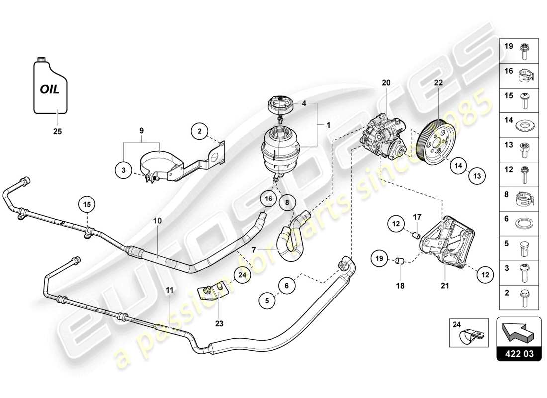 lamborghini 2014 (lp720-4 coupe 50) pompe de direction assistée électrique schéma des pièces