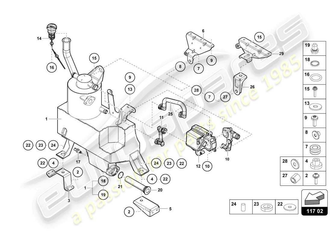 lamborghini 2019 (lp770-4 svj roadster) récipient d'huile schéma des pièces