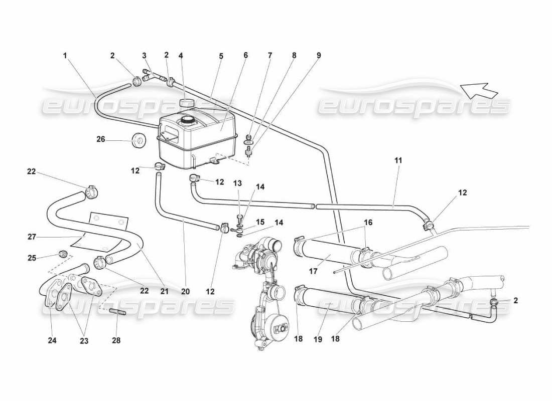 lamborghini murcielago lp670 système de refroidissement par eau schéma des pièces