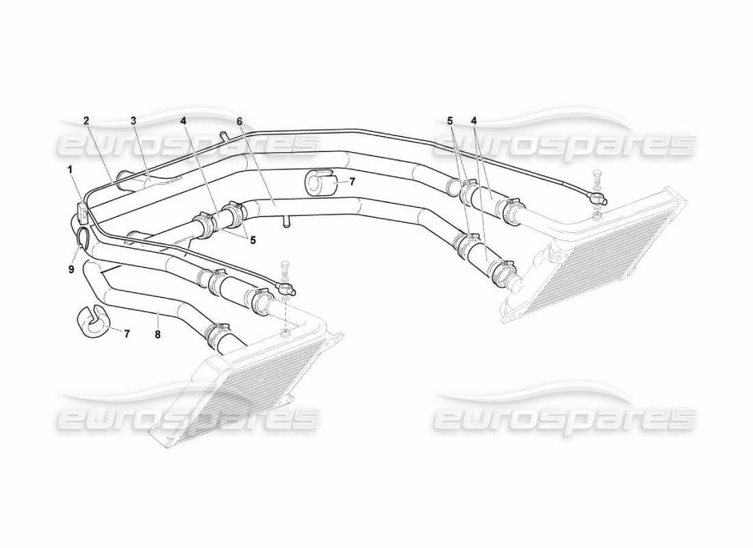 lamborghini murcielago lp670 schéma des pièces du système de refroidissement par eau