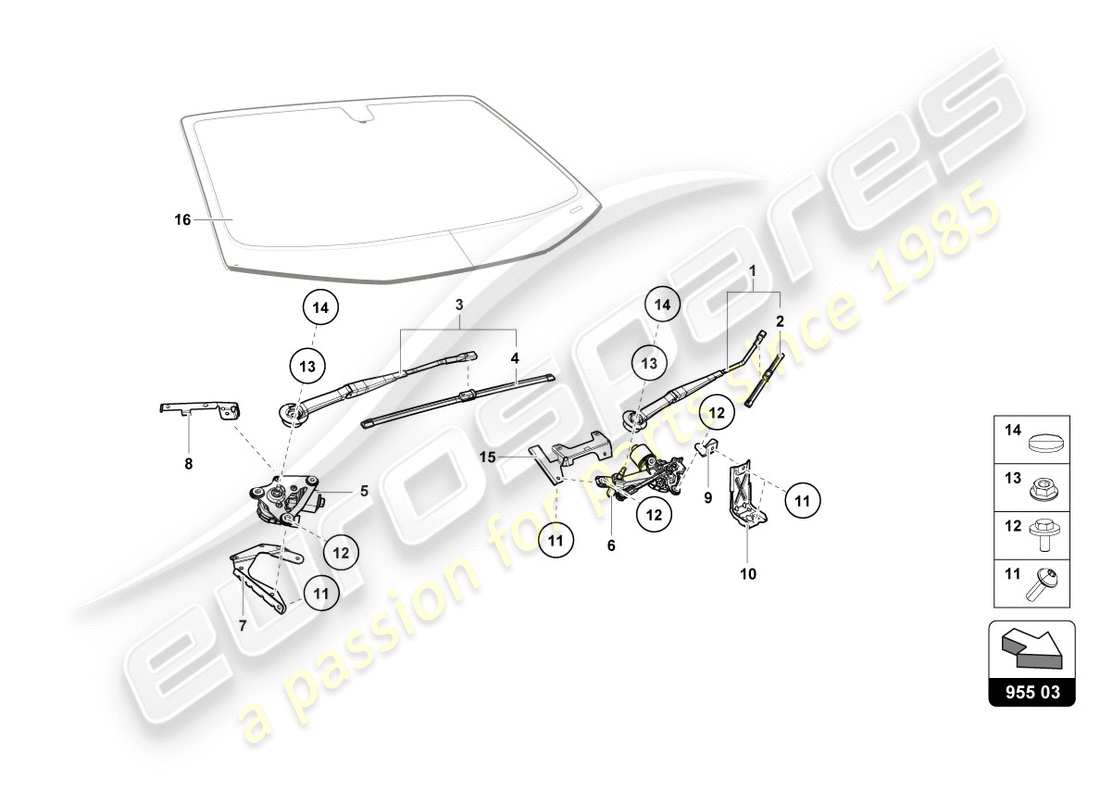 lamborghini performante spyder (2020) essuie-glace - schéma des pièces