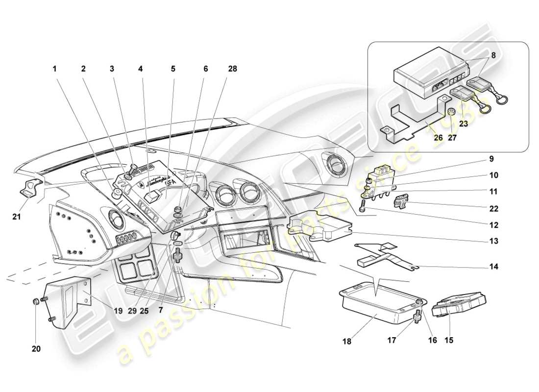 lamborghini murcielago coupe (2002) modules de commande pour systèmes électriques schéma des pièces