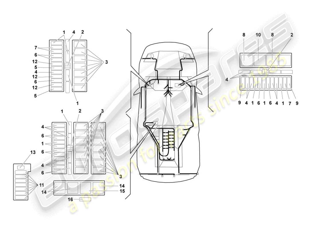 lamborghini murcielago coupe (2006) électricité centrale schéma des pièces