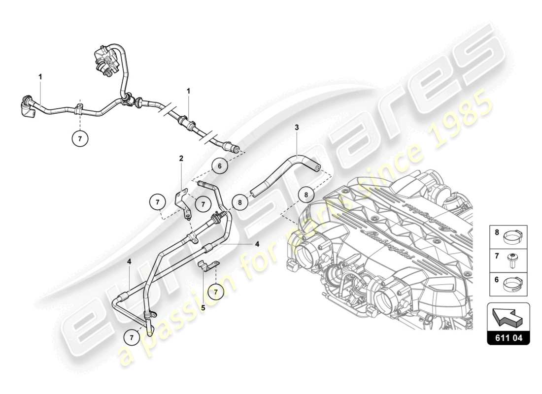 lamborghini lp740-4 s roadster (2019) tuyaux à vide schéma des pièces