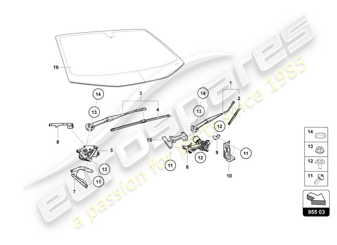 lamborghini evo spyder (2020) essuie-glace schéma des pièces