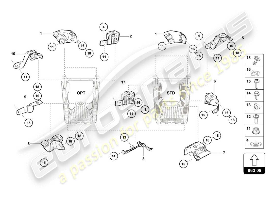 lamborghini 2016 (lp610-4 coupe) pièces de sécurisation pour moteur schéma des pièces