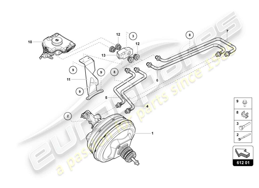 lamborghini sian (2020) servo de frein schéma des pièces