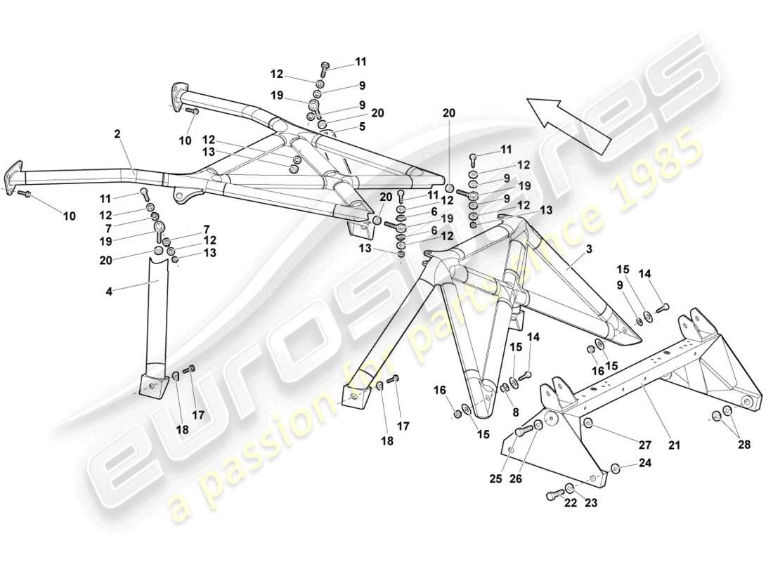 lamborghini murcielago roadster (2005) diagramme des pièces du cadre