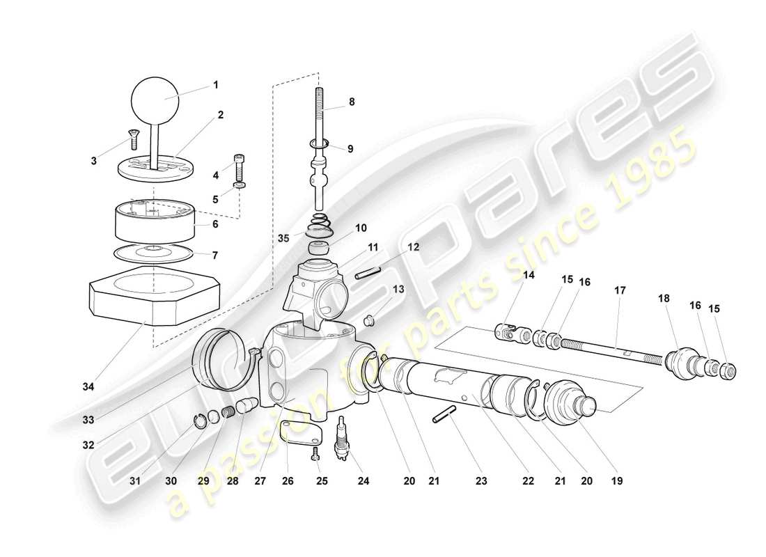 lamborghini murcielago roadster (2005) montage pour mécanisme de changement de vitesses schéma des pièces