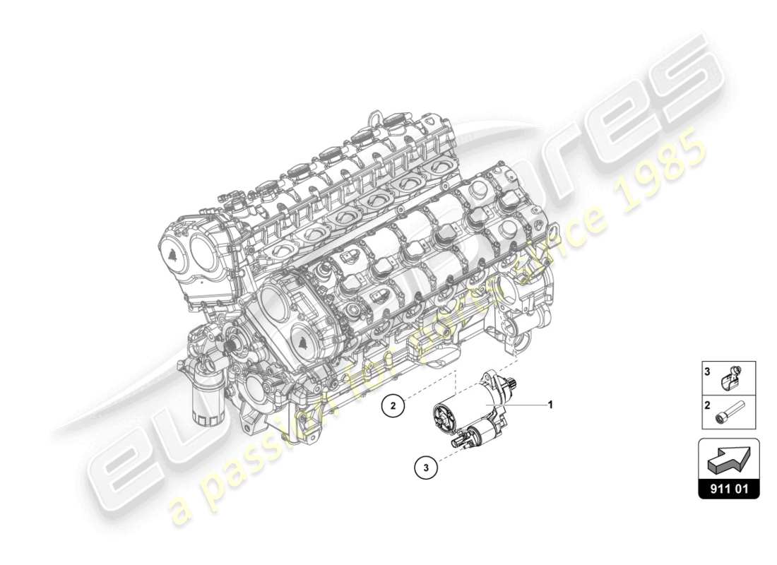 lamborghini sian (2021) schéma des pièces du démarreur
