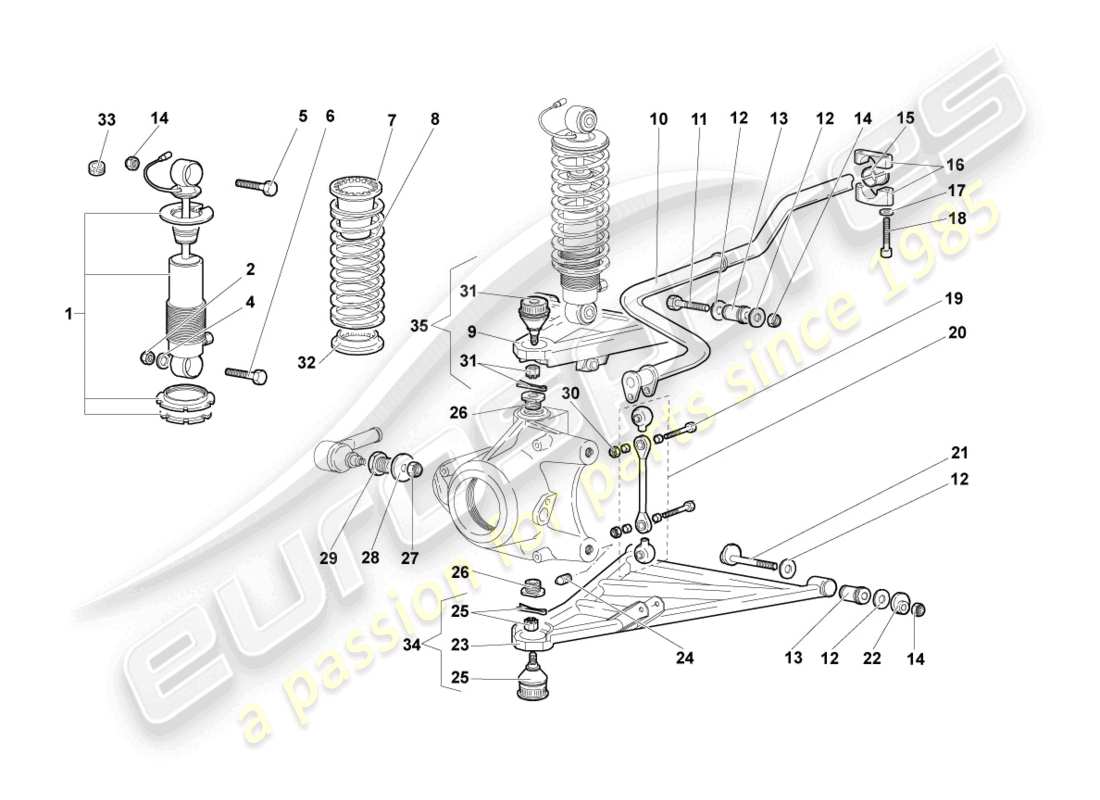 lamborghini murcielago coupe (2002) suspension avant schéma des pièces