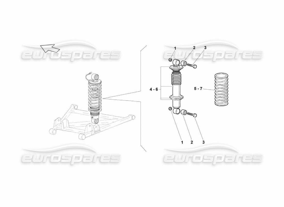 lamborghini murcielago lp670 schéma des pièces de la suspension arrière