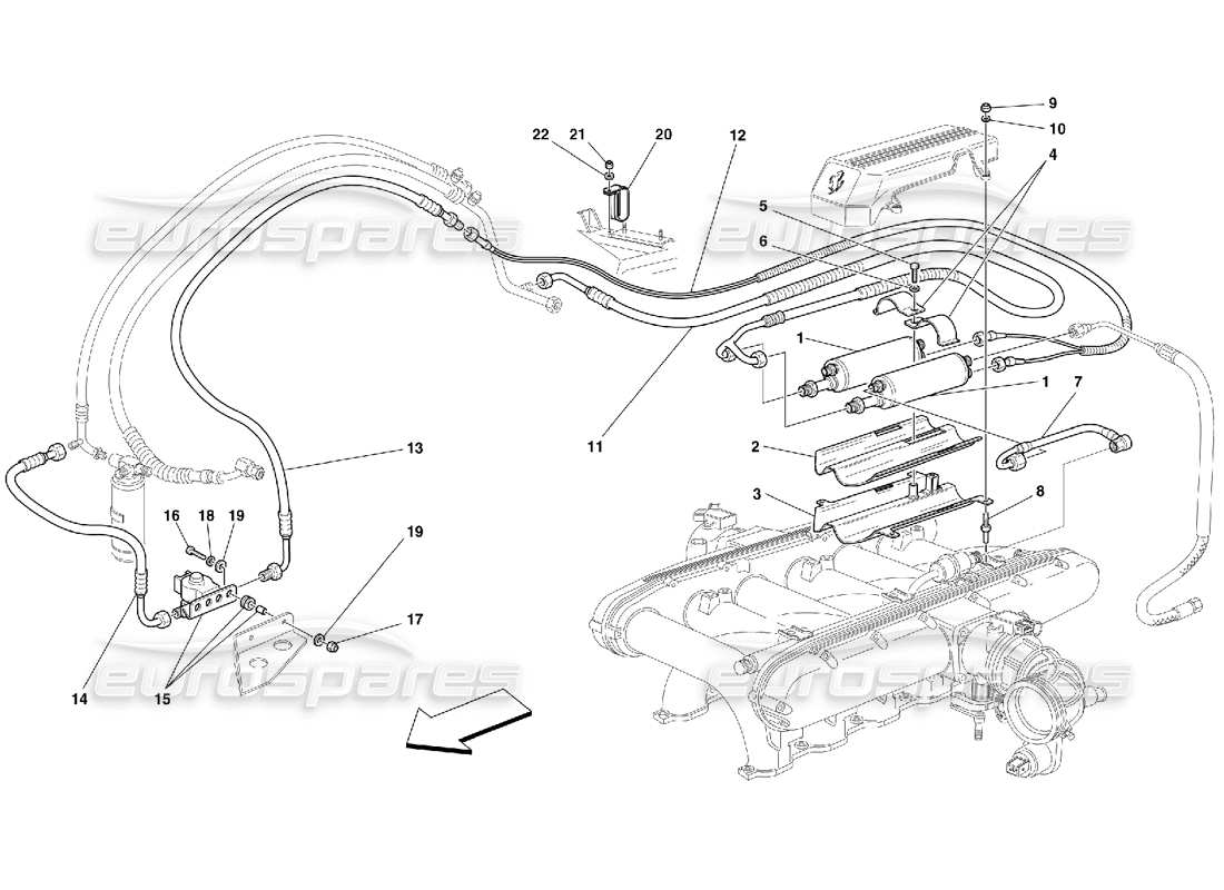 FERRARI 456 M GT/M GTA SYSTÈME DE REFROIDISSEMENT DU CARBURANT - VALABLE POUR LES ÉTATS-UNIS MY 2000 ET CDN MY 2000 SCHÉMA DES PIÈCES ferrari 456 m gt/m gta système de refroidissement du carburant - valable pour les états-unis my 2000 et cdn my 2000 schéma des pièces