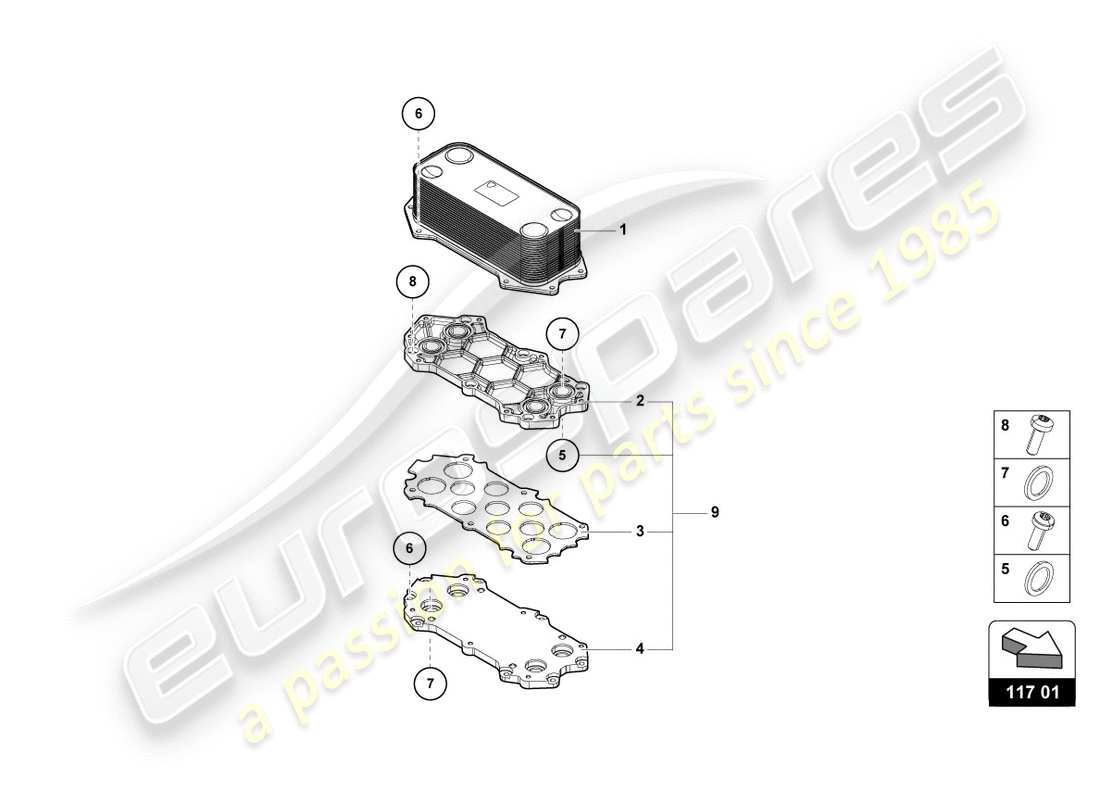 lamborghini lp600-4 zhong coupe (2015) refroidisseur d'huile à engrenages schéma des pièces