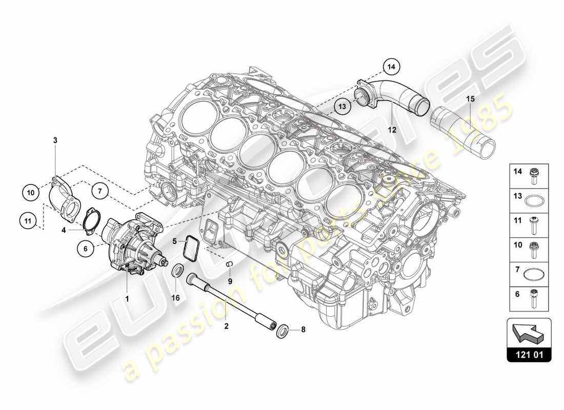 lamborghini lp700-4 coupe (2012) pompe de refroidissement schéma des pièces