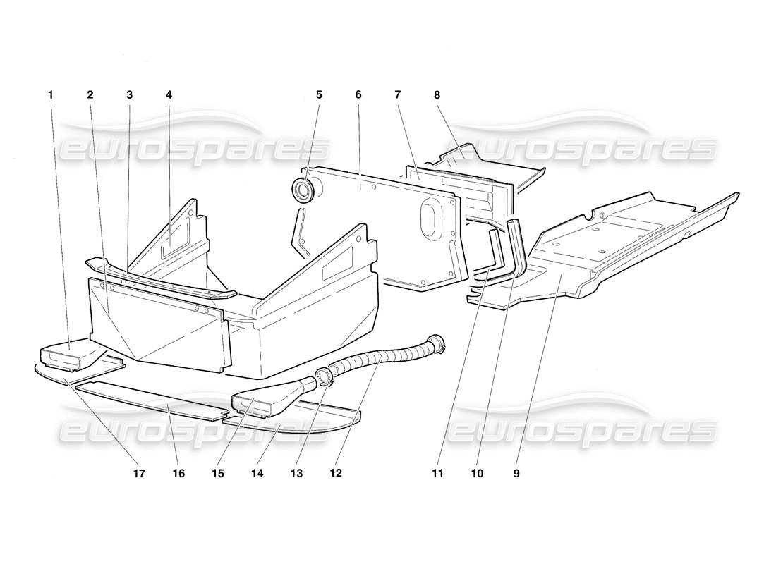 lamborghini diablo sv (1997) panneaux de plancher à cadre schéma des pièces
