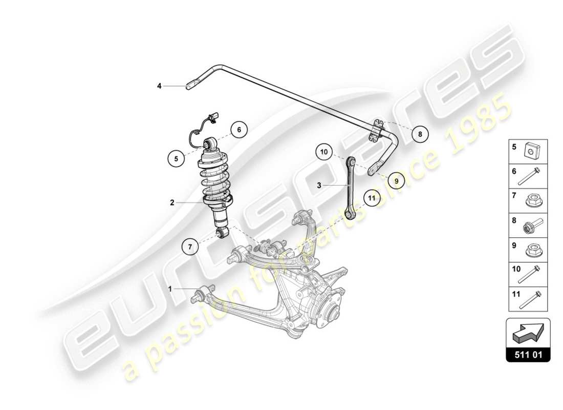 lamborghini evo spyder 2wd (2020) amortisseur schéma des pièces