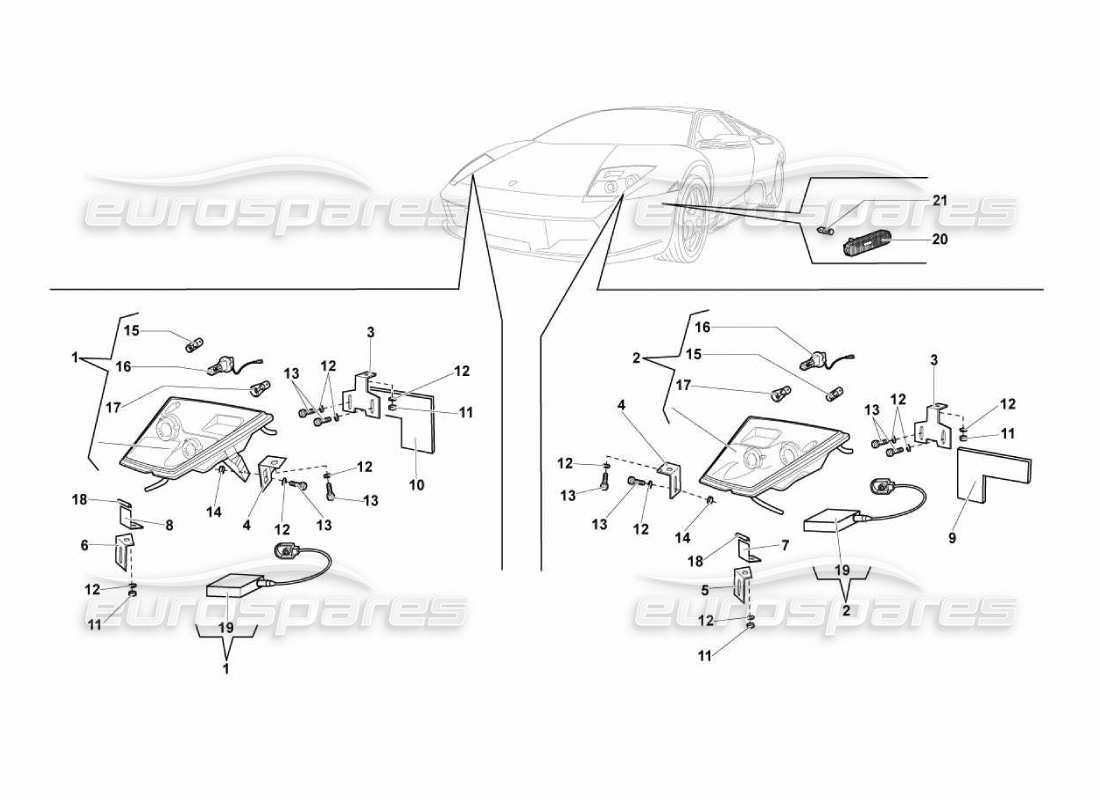 lamborghini murcielago lp670 diagramme des pièces des lumières