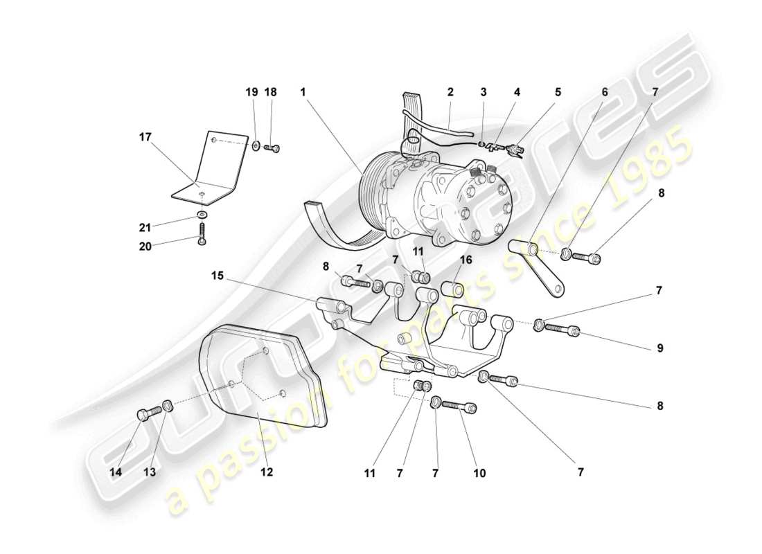 lamborghini murcielago coupe (2002) diagramme des pièces du compresseur de climatisation