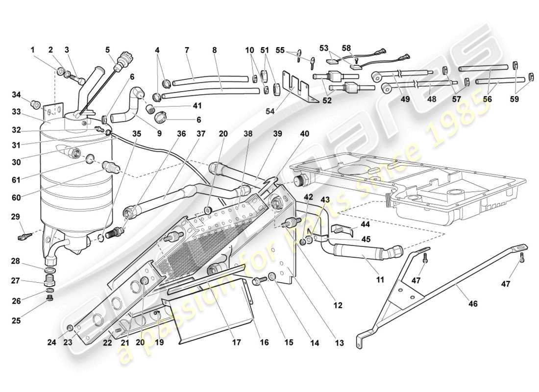 lamborghini murcielago roadster (2005) refroidisseur d'huile schéma des pièces