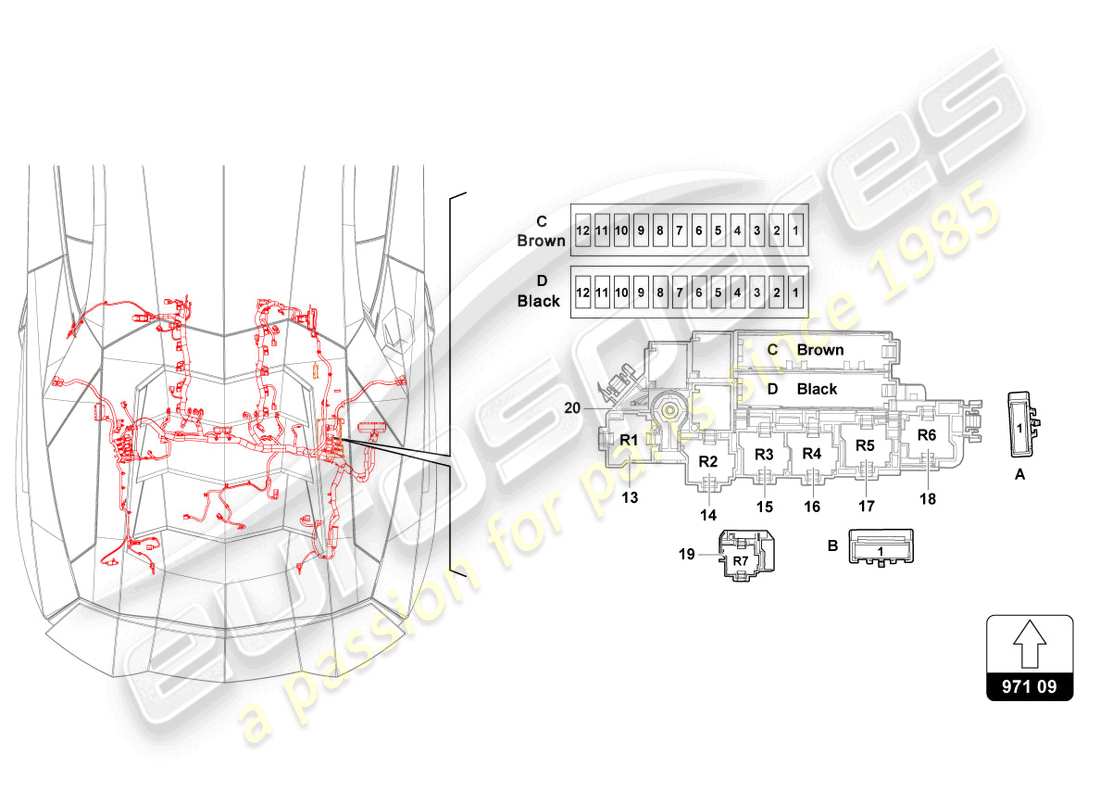 lamborghini lp740-4 s roadster (2019) fusibles schéma des pièces