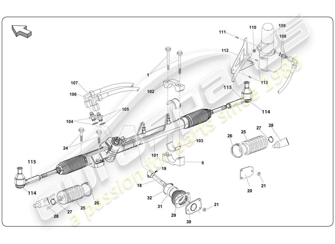 lamborghini super trofeo (2009-2014) pack de direction assistee schéma des pièces
