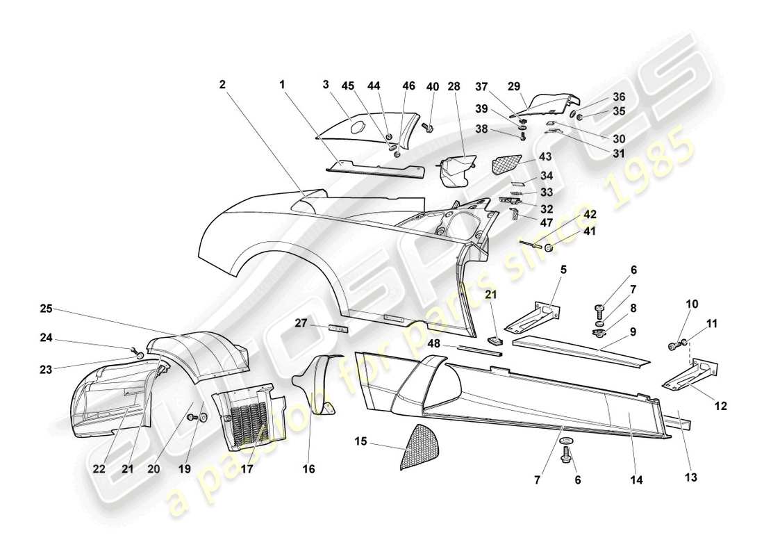 un schéma de pièces du catalogue de pièces lamborghini murcielago roadster (2006)
