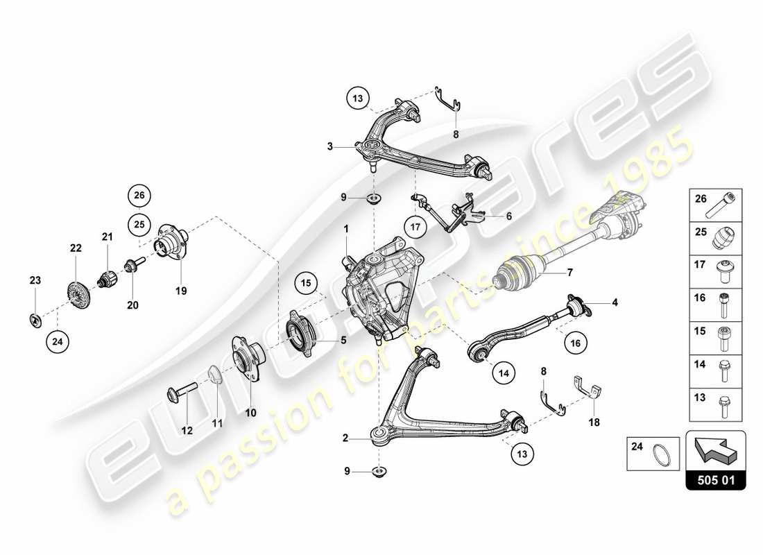 un schéma de pièces du catalogue de pièces lamborghini lp610-4 spyder (2017)