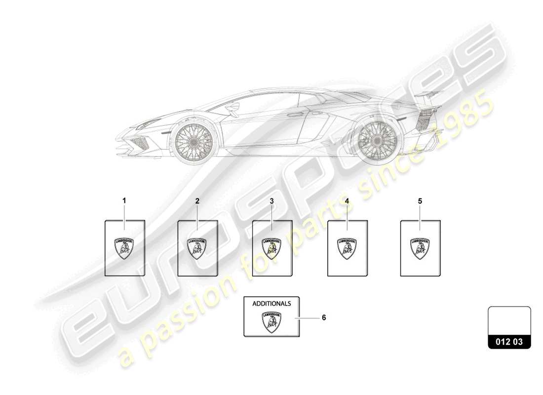 lamborghini 2017 (lp750-4 sv roadster) 1 ensemble de la litterature du véhicule diagramme partiel