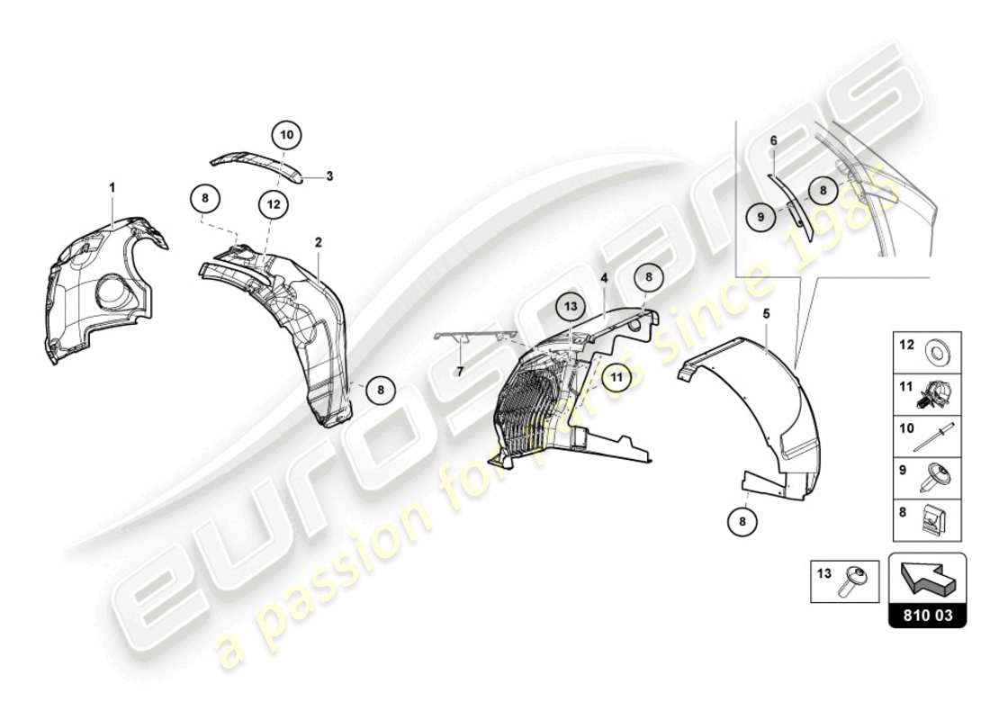 lamborghini sian (2021) garniture de logement de roue schéma des pièces