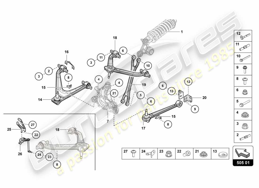 lamborghini lp700-4 coupe (2012) suspension arrière schéma des pièces