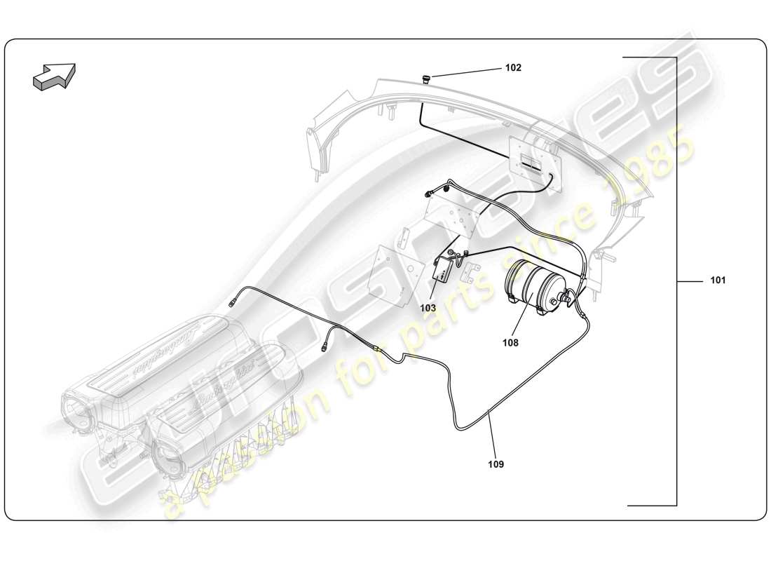 lamborghini super trofeo (2009-2014) extincteur d'incendie schéma des pièces