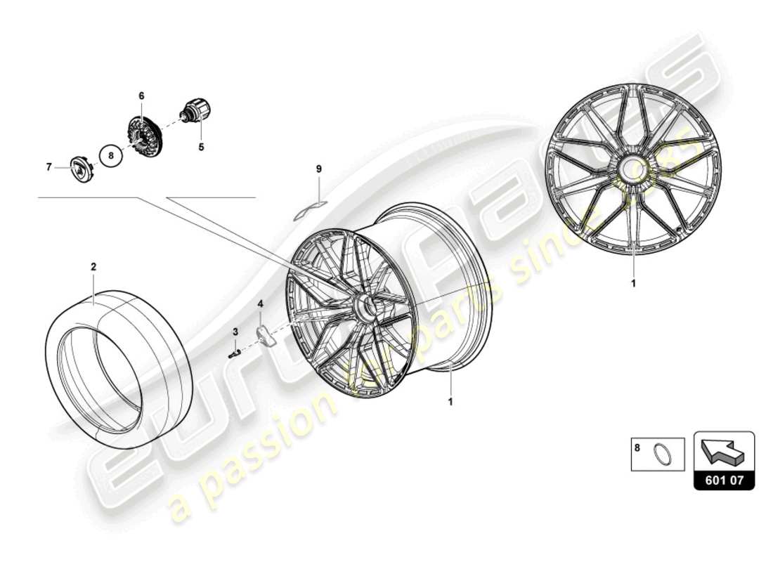 lamborghini sian (2021) roues/pneus schéma des pièces