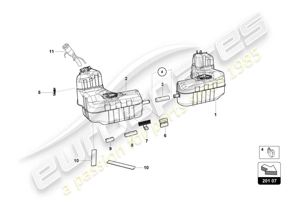lamborghini 2020 (evo coupe 2wd) réservoir de carburant schéma des pièces