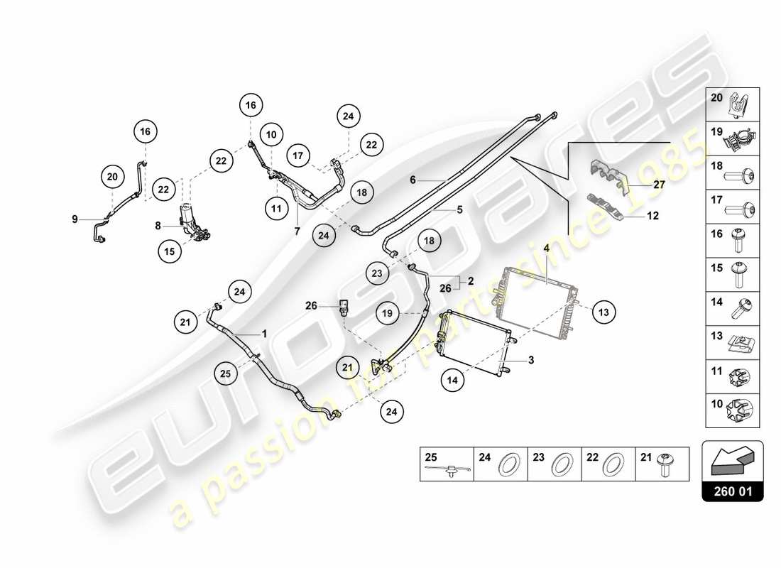 lamborghini lp610-4 avio (2017) diagramme des pièces du condenseur de climatisation