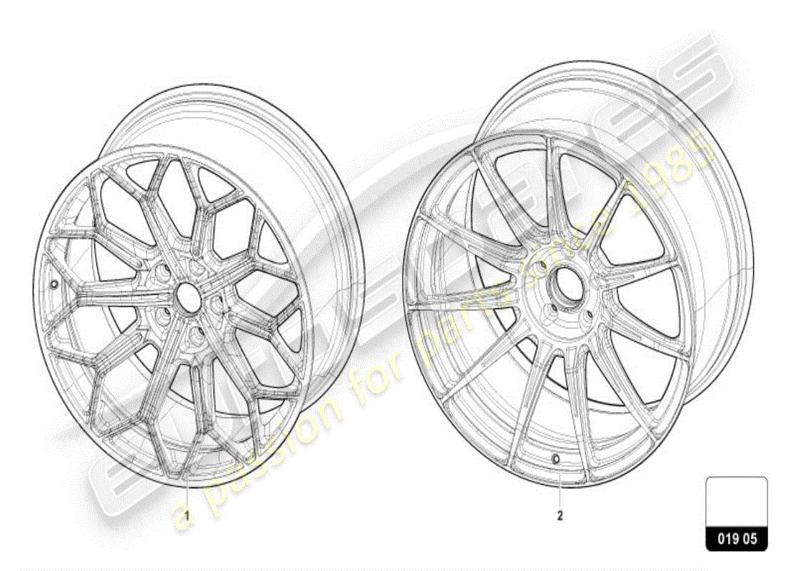 lamborghini urus (accessories) 1 ensemble de jantes en aluminium schéma des pièces