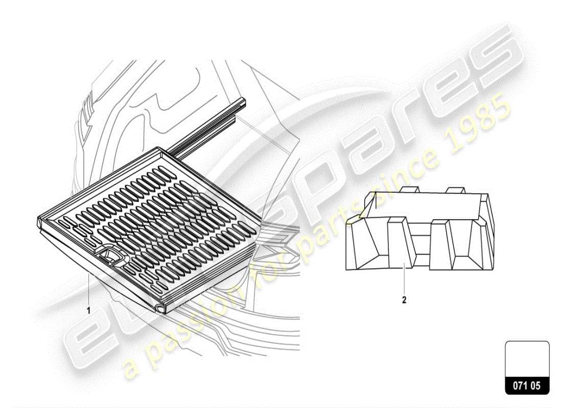 lamborghini urus (accessories) extension pour plancher de coffre schéma des pièces